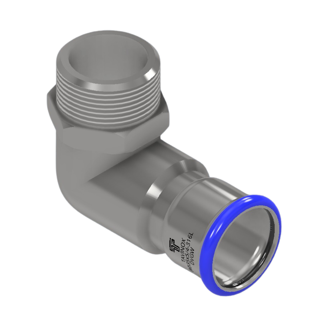 PRESS 316L Přechodové koleno 90° (FxR) 22 mm x 3/4"