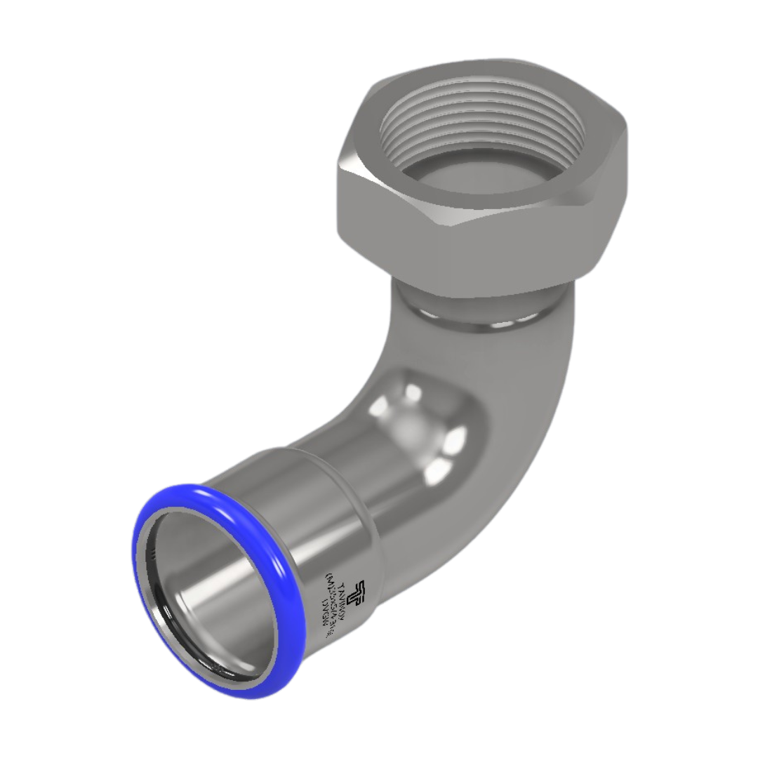 PRESS 316L Přechodový oblouk 90° se šroubením (FxG) 35 mm x 5/4"