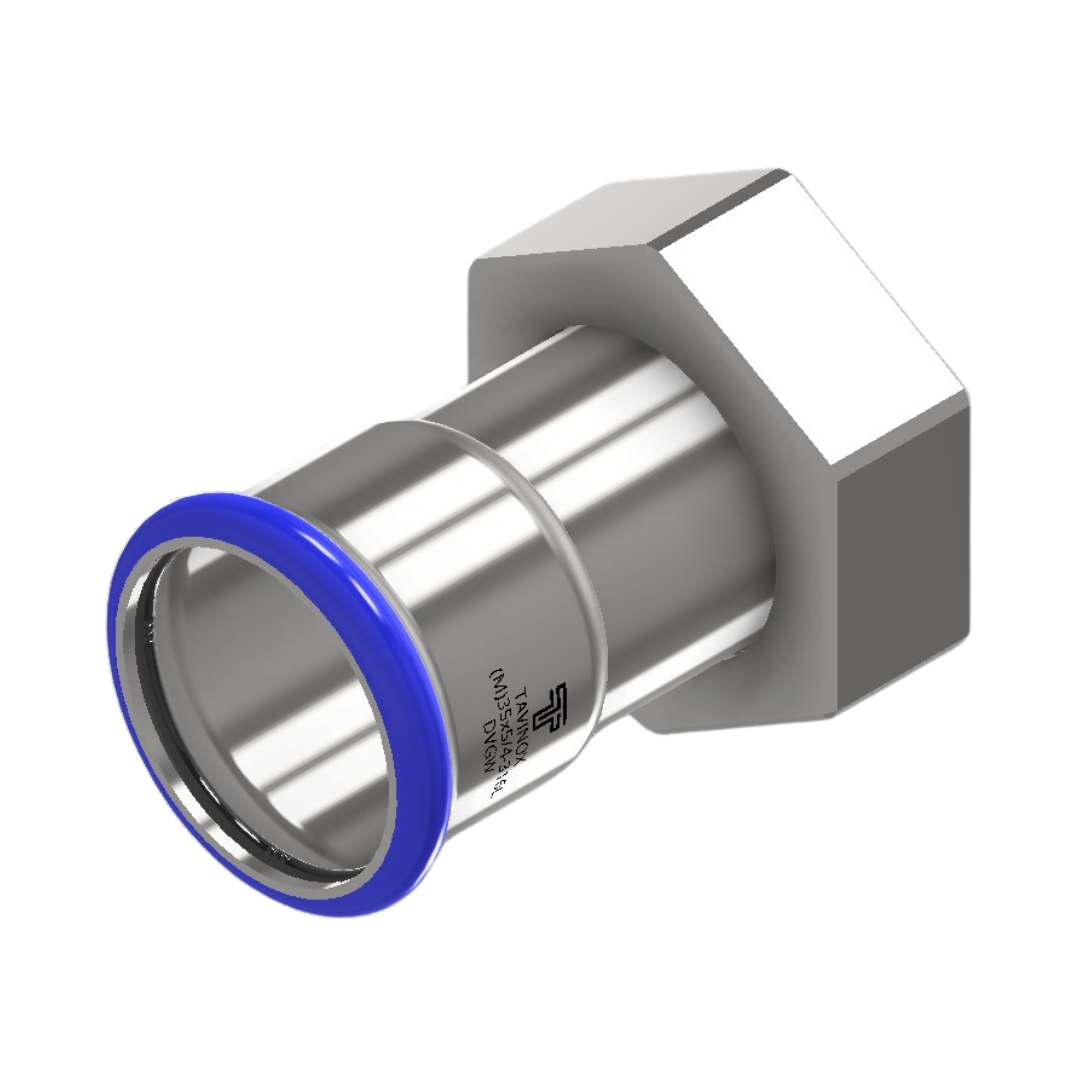 PRESS 316L Připojovací šroubení na ploché těsnění (FxG) 35 mm x 6/4"