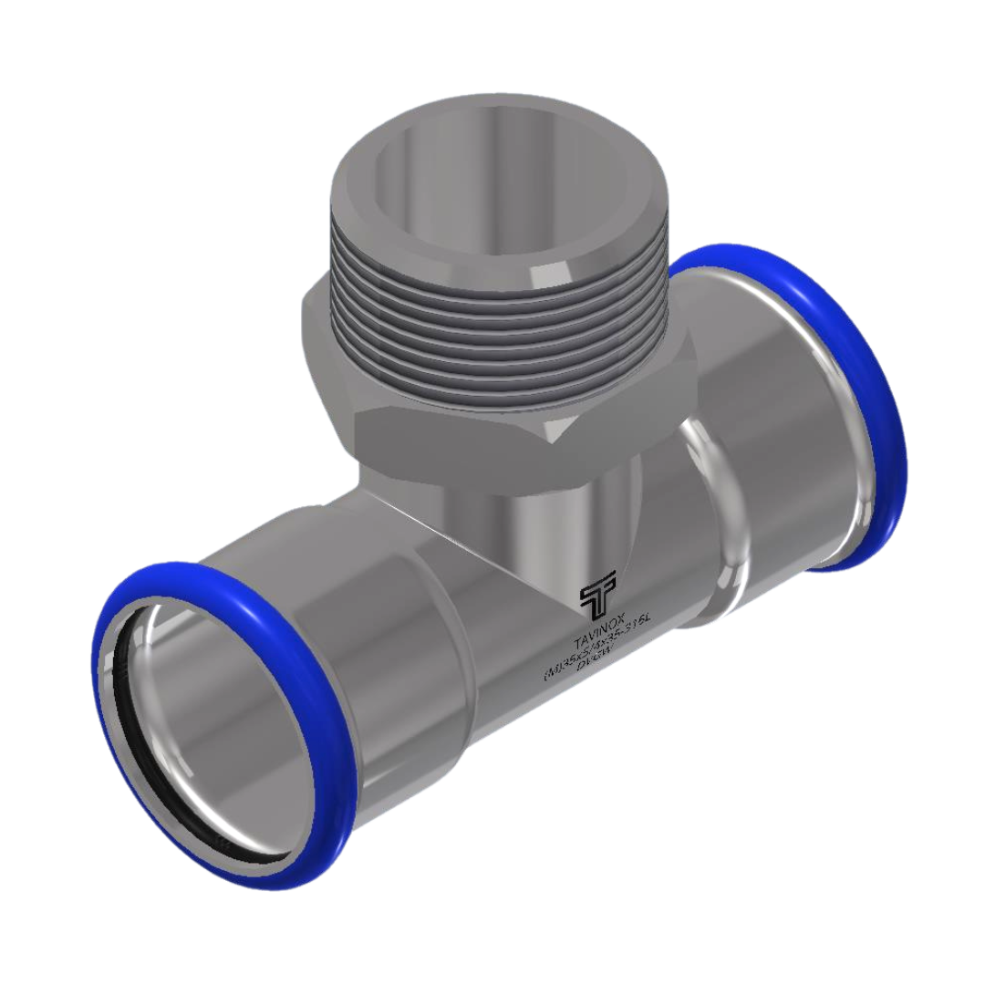 PRESS 316L T-kus s vnějším závitem (FxRxF) 15 mm x 3/8"