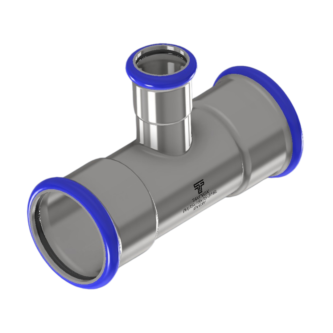PRESS 316L Redukovaný T-kus (FxFxF) 88,9 x 35 x 88,9 mm